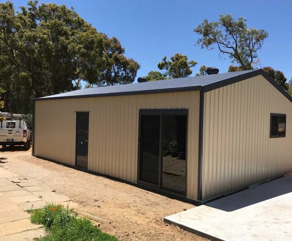 A Perth shed with sliding glass doors